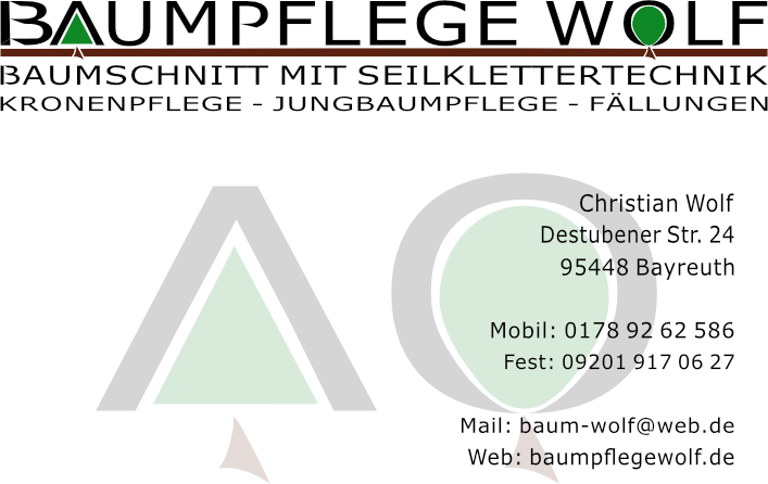 Visitenkarte Baumpflege Wolf